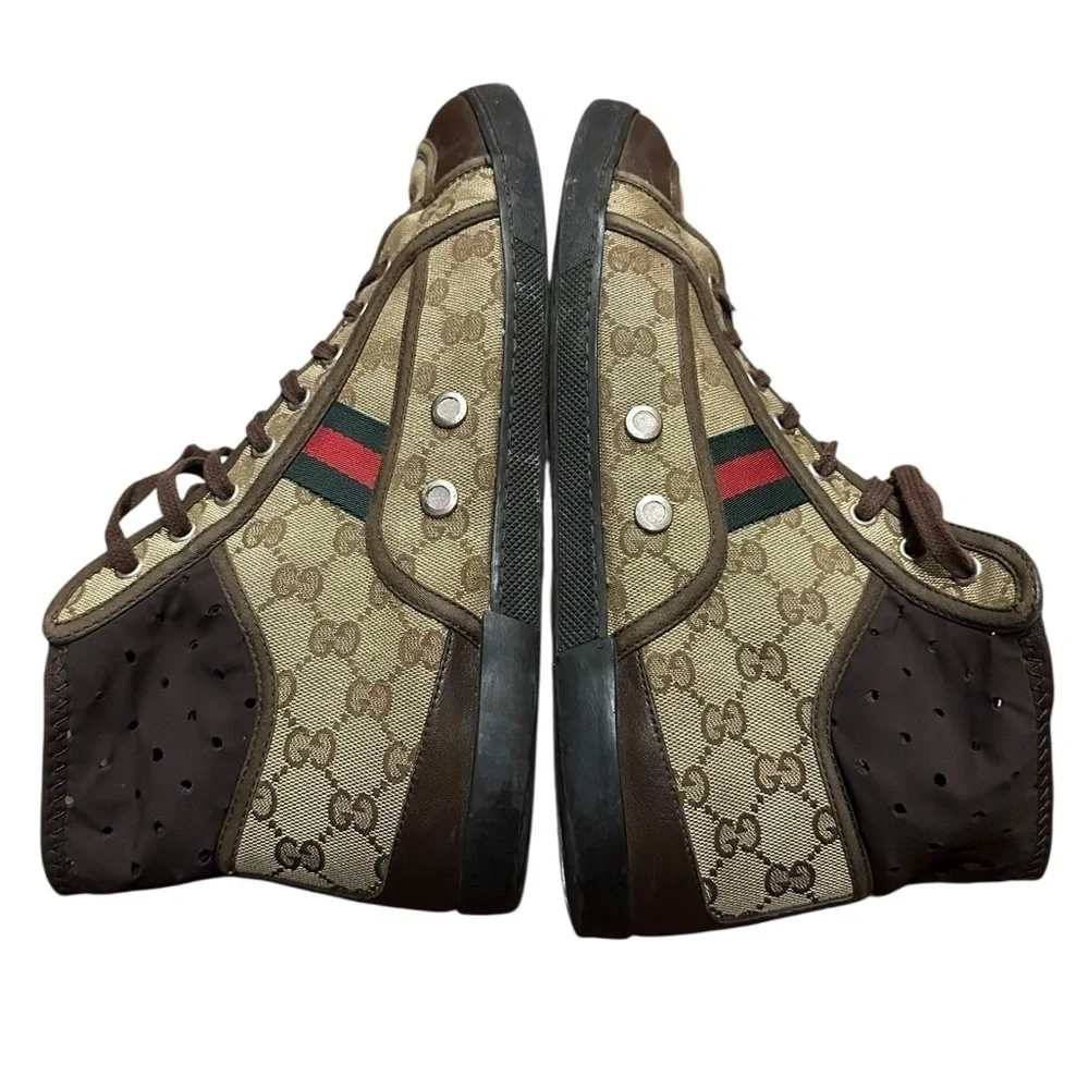 Gucci Men's Tan and Brown High-Top Sneakers size 10G